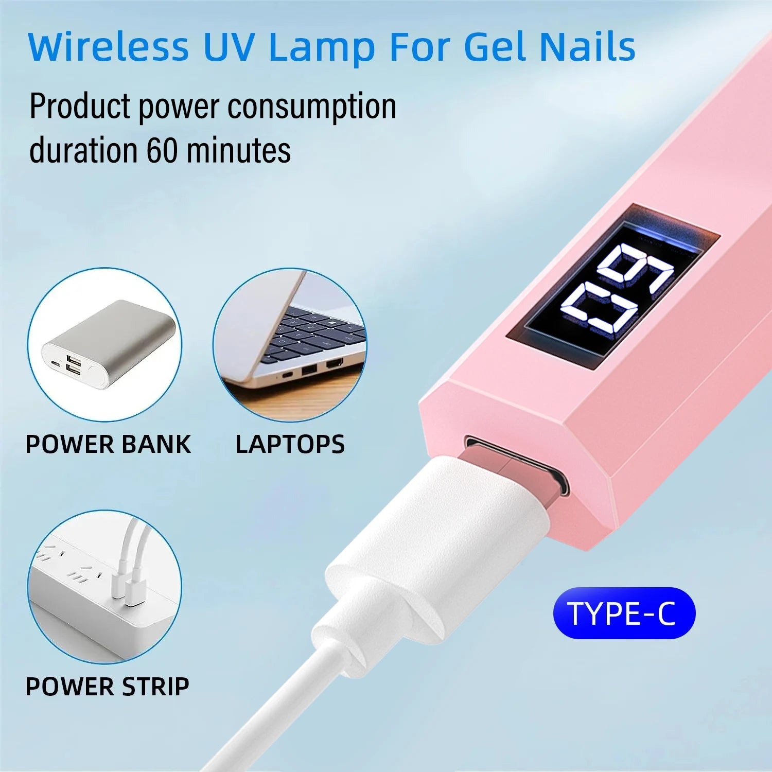Handheld Rechargeable UV/LED Nail Dryer Lamp – Portable Gel Polish Curing Tool for Nail Art