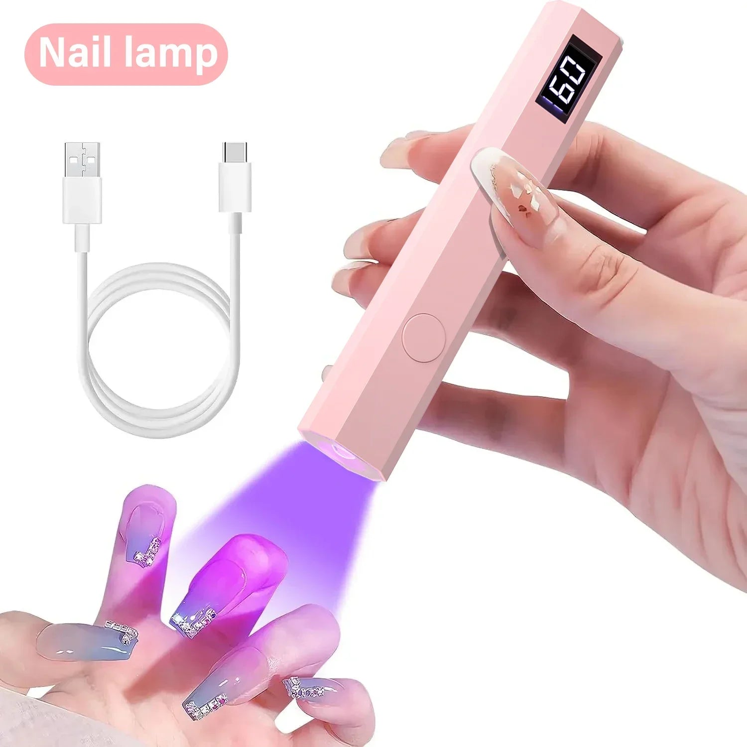 Handheld Rechargeable UV/LED Nail Dryer Lamp – Portable Gel Polish Curing Tool for Nail Art